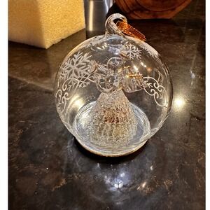 Vintage Sorelle Spun Glass Angel Christmas Orn Color Changing LED Snowflake